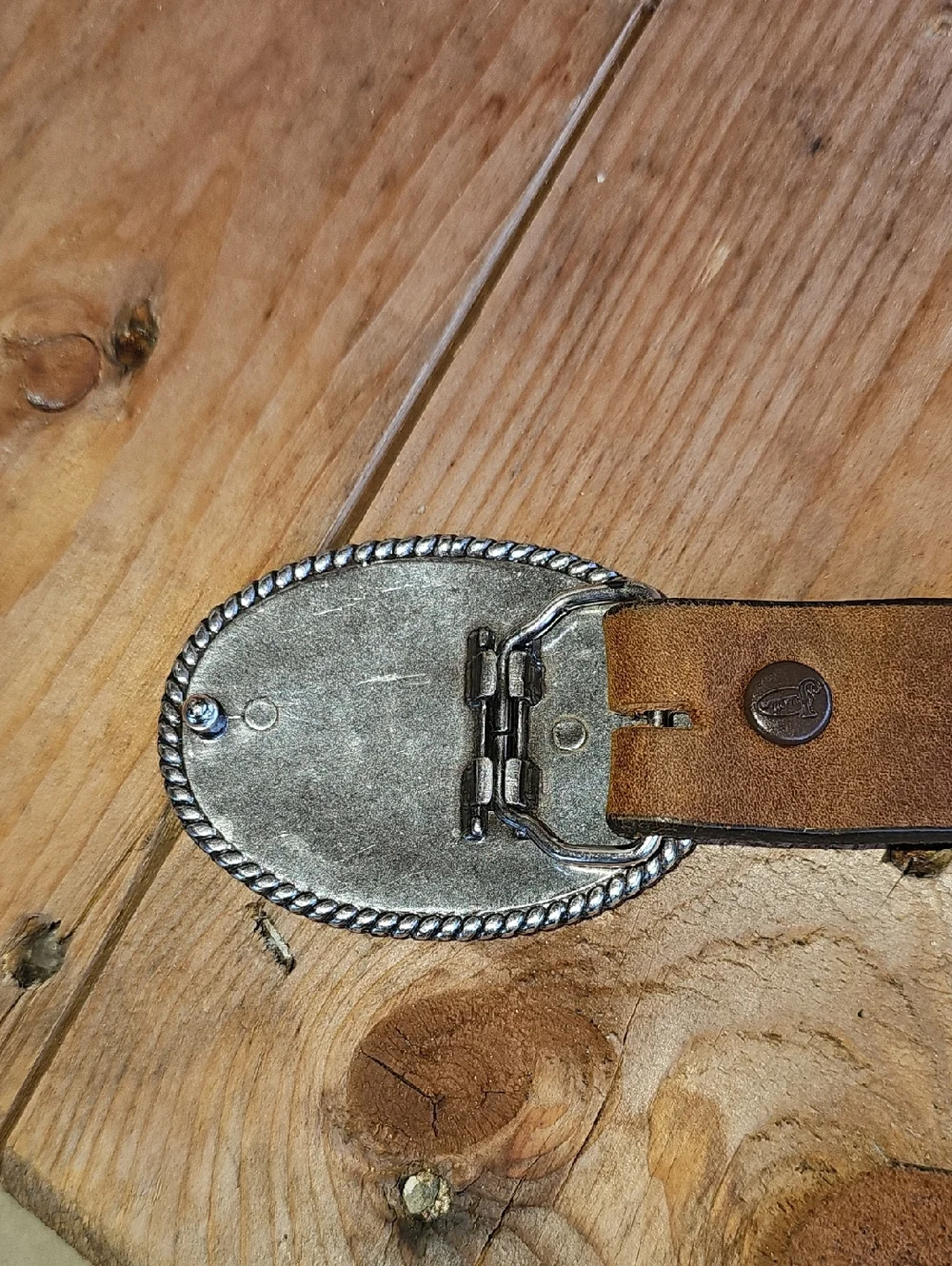 Justin Trophy Heart Scrolled Leather Belt